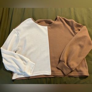 Knit Crop Brown & White